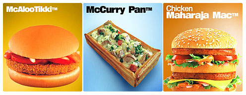 McDonalds India burger menu