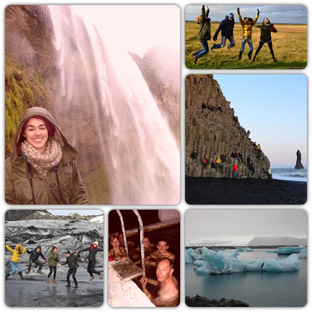 Iceland landscape waterfall glacier black sand beach