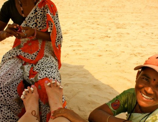 Goa India threading leg beach sun