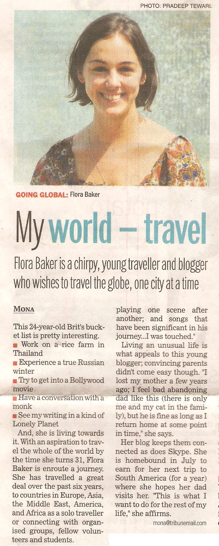 Flora Baker, The Tribune, Pg 1, May 12, 2012 