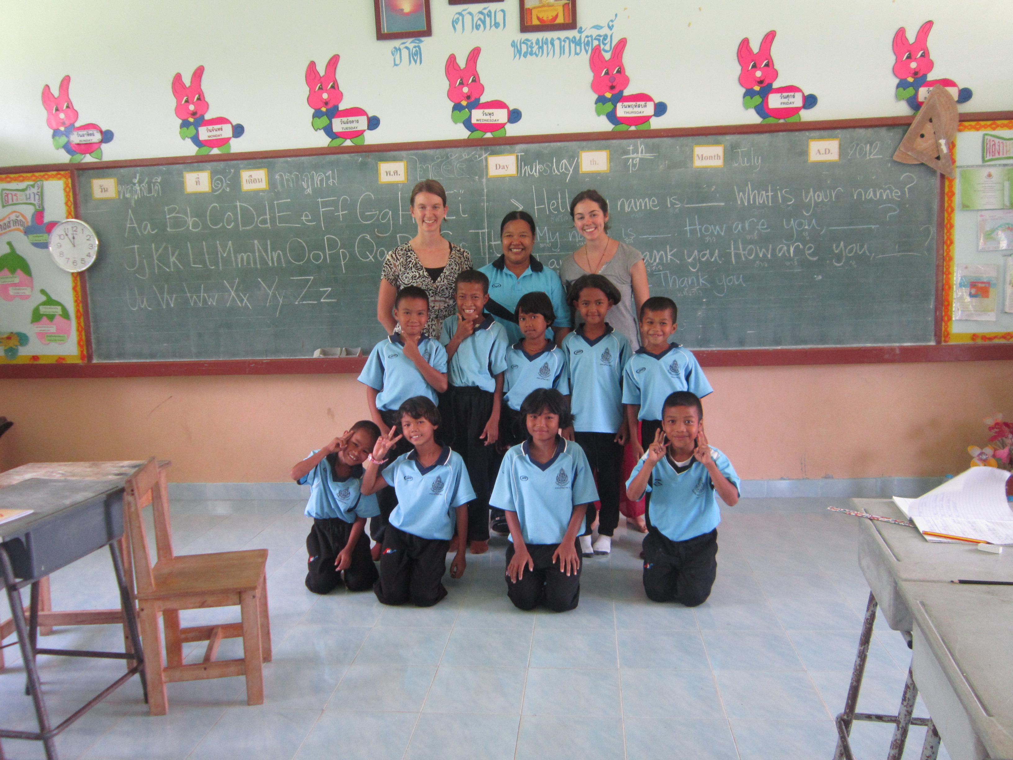 Class photo at a Thai school in Nong Weang, Thailand