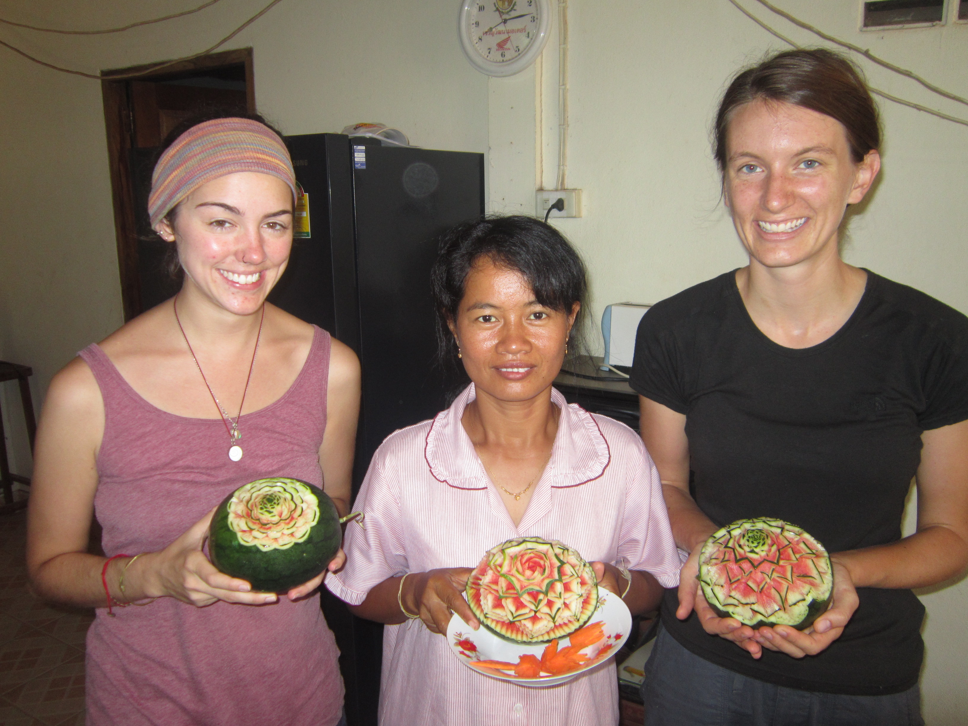 Carving watermelons in Nong Weang, Thailand.