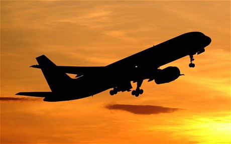 Plane sunset silhouette flying